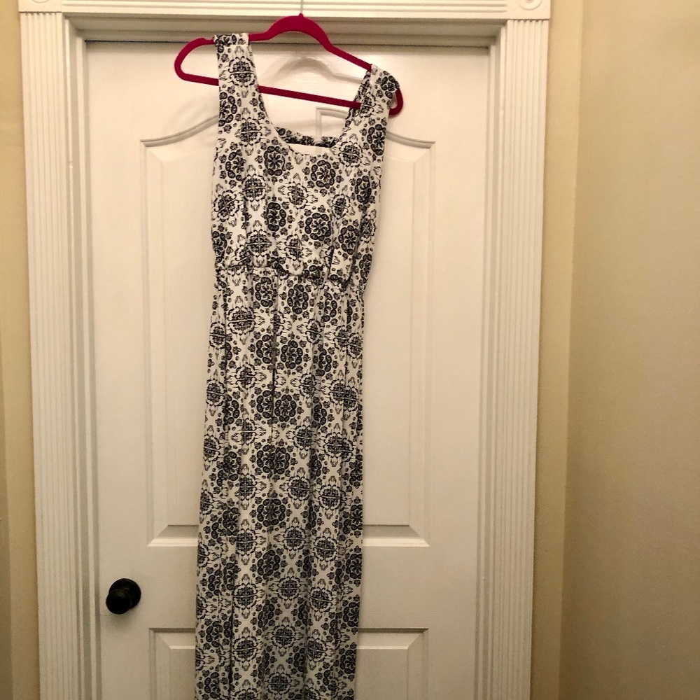 Black and White Cotton Maxi Dress